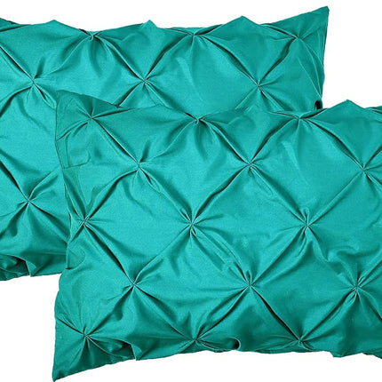 Juego de 2 fundas de almohada Elegant Comfort, diseño plisado, calidad egipcia de 1500 hilos, diseño elegante, fácil cuidado, resistente a las arrugas y a las manchas, juego de 2 fundas de almohada, King plisado, turquesa