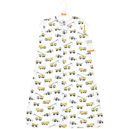 Hudson Baby Unisex Baby Cotton Sleeveless Wearable Sleeping Bag, Sack, Blanket, Construction, 6-12 Months