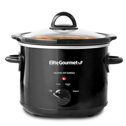 Mijoteuse ovale électrique Elite Gourmet MST-350B#, température réglable, pour entrées, sauces, ragoûts et trempettes, couvercle en verre et pot en céramique lavables au lave-vaisselle (3 pintes, noir)
