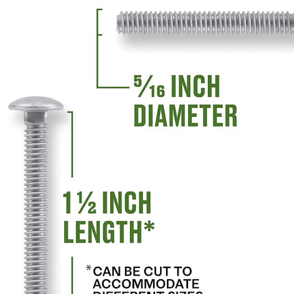 Hillman Group Galvanized Carriage Bolt 5/16” x 1-1/2”, 100 Count, Blunt Point, Alloy Steel, Self-Locking Round Head Fasteners, Wood and Metal, No Washer Needed, Rust-Resistant (812542)