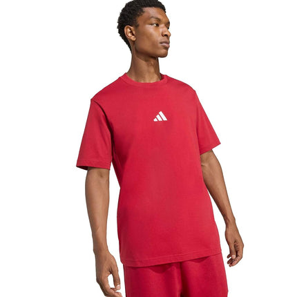 Adidas Mens Essentials Small Logo Single Jersey T-Shirt, Maroon/White, XS