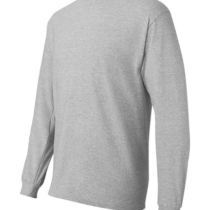 Hanes Men's Essentials Long Sleeve Crew Neck Cotton T-Shirts, Pack of 2, Lightweight Steel, S