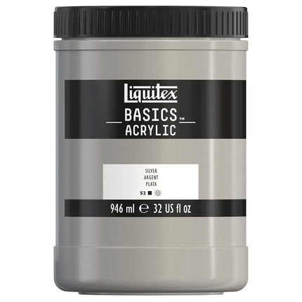 Pintura acrílica Liquitex BASICS, tarro de 32 oz, plateado