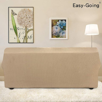EasyGoing Funda elástica para sofá, 1 pieza, protector de muebles suave con parte trasera elástica, tela jacquard de poliéster y elastano para niños, rejilla fina, extragrande, arena