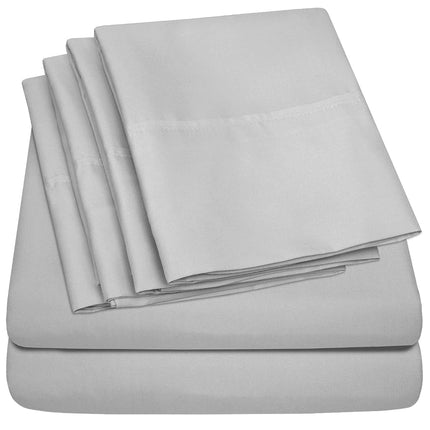 King Size Bed Sheets - 6 Piece 1500 Supreme Collection Fine Brushed Microfiber Deep Pocket King Sheet Set Bedding - 2 Extra Pillow Cases, Great Value, King, Silver