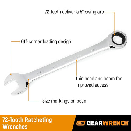 GearWrench Ratcheting Combination Metric Wrench Set 5 Pc. 12 Point - 93004D