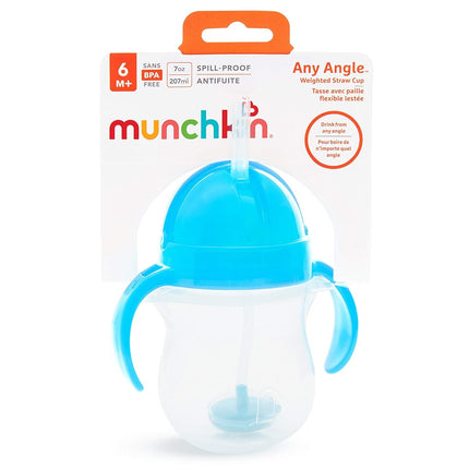 Munchkin Any Angle Click Lock Weighted Straw Trainer Cup, Blue, 7 Oz