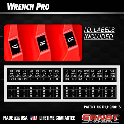 Ernst Manufacturing Wrench Pro Wrench Storage for 20 Wrenches with Anti-Slip Cleats - Green - Made in the USA