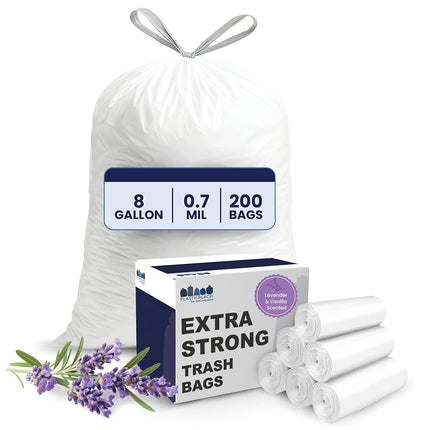 Plasticplace 8 Gallon Trash Bags │ 0.7 Mil │ Laven