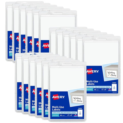 Etiquetas blancas removibles Avery para imprimir o escribir, 6 pulgadas x 4 pulgadas, 18 paquetes (5454)