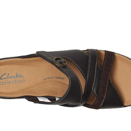 Clarks Women's Merliah Holly Slide Sandal, Dark Brown Leather, 9 UK
