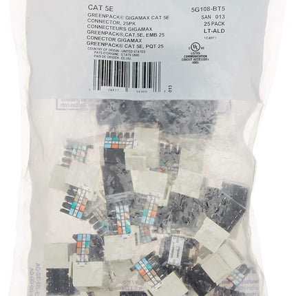 Leviton 5G108-BT5 GigaMax 5E QuickPort Connector, Cat 5E, Light Almond, 25-Pack