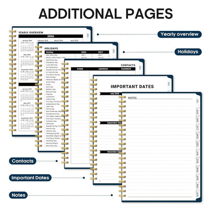 Academic Planner 2026-2027, Weekly and Monthly Calendar Planner, July 2026 - June 2027, Hardcover Large School Planning Agenda With Tabs, Perfect for School & Office Supplies, A5 (6.3" x 8.5"), Navy