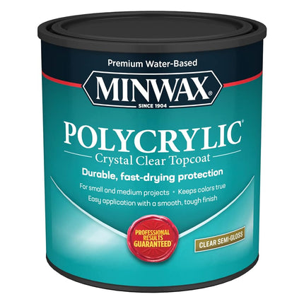 Minwax 64444444 Polycrylic Protective Finish Water Based, Quart, Semi-Gloss