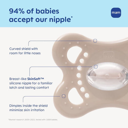 MAM Variety Pack Baby Pacifier, Includes 3 Types of Pacifiers, Nipple Shape Helps Promote Healthy Oral Development, 3 Pack, 0-6 Months, Boy