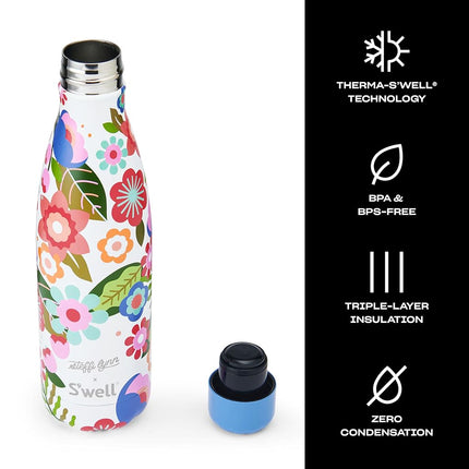 Botella de agua de acero inoxidable S'well, Steffi Lynn x S'well, recipientes con triple capa de aislamiento al vacío que mantienen las bebidas frías durante 36 horas y calientes durante 18, sin BPA, perfecta para llevar, 17 onzas