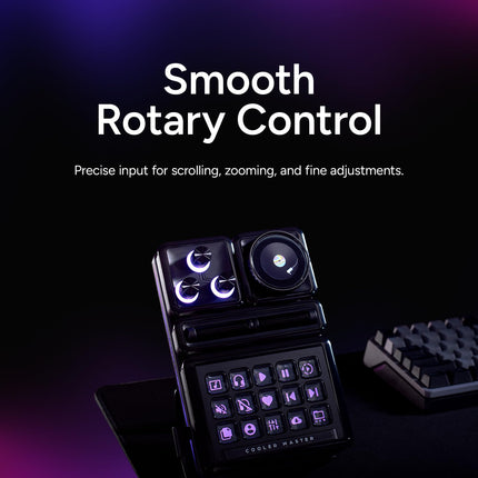 Cooler Master MasterHUB Encoder Dial con pantalla IPS: Plataforma modular Freeform 2.0 - Cambio de escenas, control de volumen, reloj, temporizador e infinitas posibilidades creativas