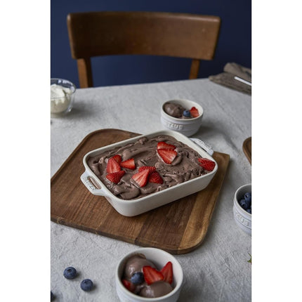 STAUB Ceramics Rectangular Baking Dish Set, 2 pc, Rustic Ivory