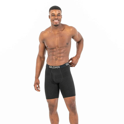 Gildan Men's Underwear Cotton Stretch Boxer Briefs, Multipack, Blk/Heather Navy/Stripe/Heather Red (4-pack), M