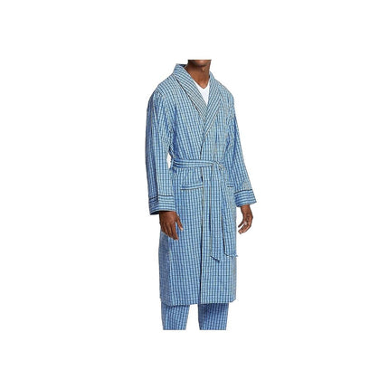 Nautica Men's Woven Plaid Robe, French Blue, Medium