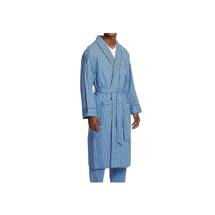 Nautica Men's Woven Plaid Robe, French Blue, Mediu