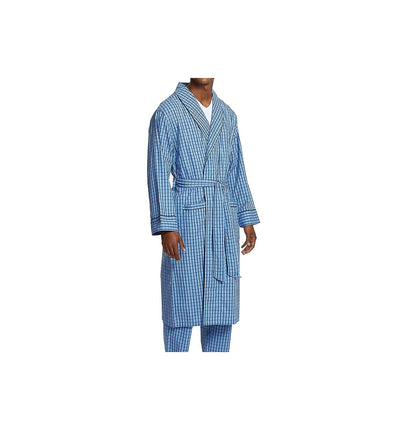 Nautica Men's Woven Plaid Robe, French Blue, Mediu