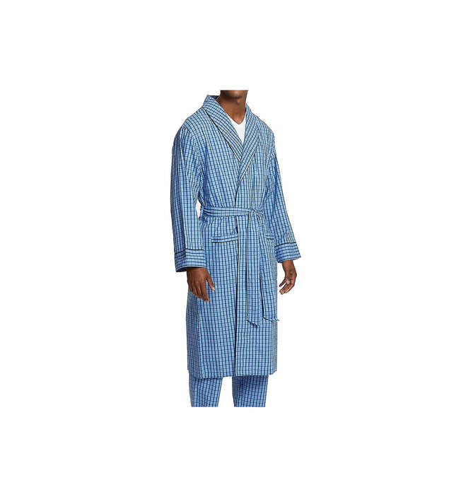 Nautica Men's Woven Plaid Robe, French Blue, Mediu
