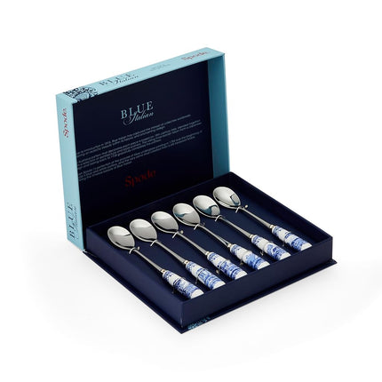 Spode x Blue Italian Set of 6 Tea Spoons - White &