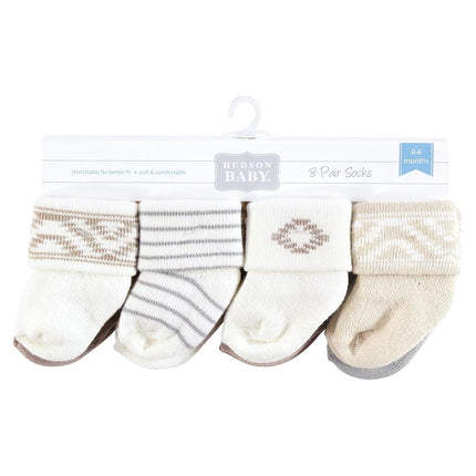 Hudson Baby Chaussettes nouveau-né unisexe en coton éponge, motif tribal crème, 0-6 mois, motif tribal crème, 0-6 mois