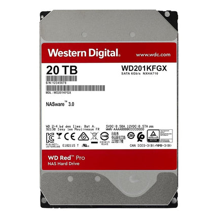 WD Red Pro 20TB NAS 3.5" Internal Hard Drive - 7200 RPM Class, SATA 6 Gb/s, CMR Recording Technology, 512MB Cache