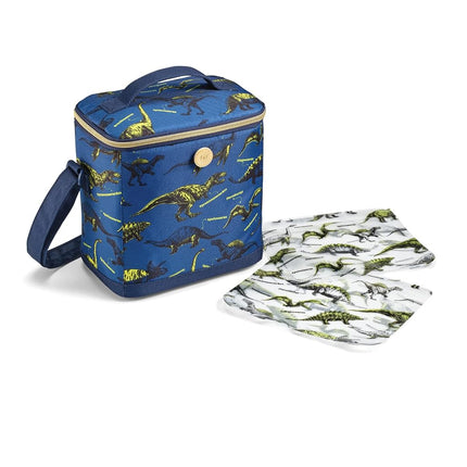 Fit & Fresh Insulated Lunch Box for Kids Boys & Girls, Lunch Bag for Kids with 2 Reusable Snack Bags, School Lunch Box, Cypress Dinosaur Navy