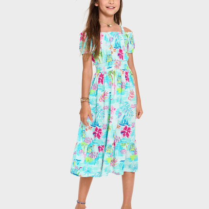The Children's Place Girls' Casual Everyday Sleeveless Dresses, Tropical Prints, Medium