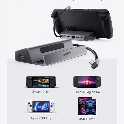 Anker Steam Deck Dock, Docking Station for Steam Deck (OLED)/ROG Ally/Legion Go, 6-in-1 USB C Hub with HDMI 4K@60Hz, 1Gbps Ethernet, 2 USB-A and 1 USB-C Port, 90W Fast Charging (Not for Rog Ally X)