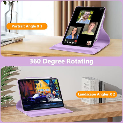 Fintie iPad Air 13 (M3) 2025 Case, M2 2024 Rotating 360 Degree Rotating Protective Stand Case with Stylus Holder and Auto Sleep/Wake Function, Glitter Purple