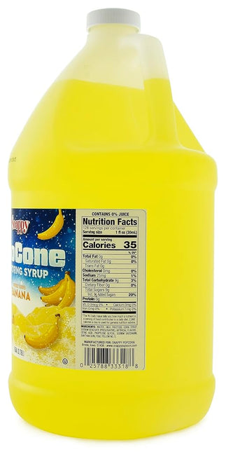 Snappy Banana Sno Cone Syrup, 1 Gallon (128 ounces) Size, Ready to Use For Snow Cone Machines, Flavored Syrup for Shaved Ice, 14 Snow Cone Flavor Options