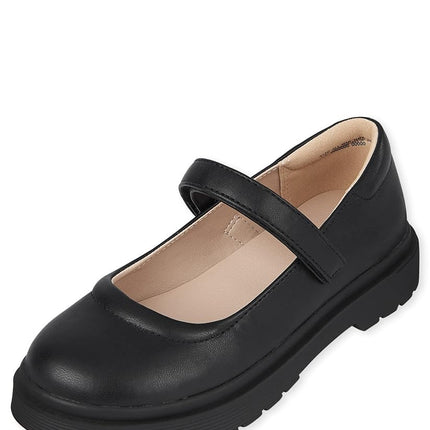 The Children's Place Girls Closed Toe Maryjane Flats, Black, 5 Big Kid