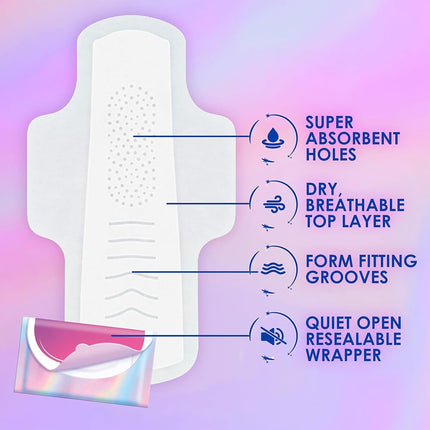 Always Pocket Flexfoam Pads, Size 1, Regular, with Wings, 22 Count
