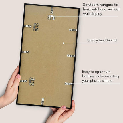 Americanflat 11x20 Picture Frame with Polished Plexiglass - Streamline Collection - Thin Border Picture Frame for Wall Display - Hanging Hardware Included - Black