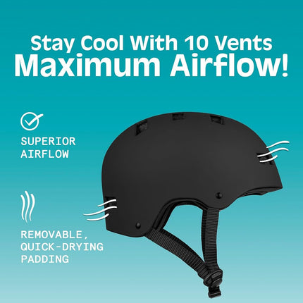 Retrospec Dakota Bicycle/Skateboard Helmet for Adults - Commuter, Bike, Skate, Scooter, Longboard & Incline Skating - Highly Protective & Premium Ventilation- Large - Matte Black