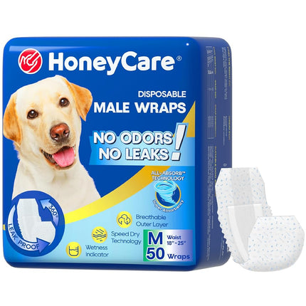All-Absorb A25 Male Dog Wrap, 50 Count, Medium, Wh
