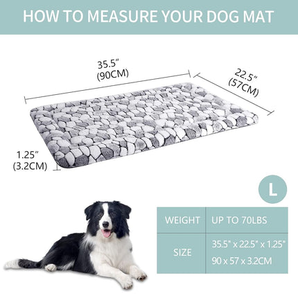 VANKEAN Dog Crate Pad Bed Mat Dogs, Machine Washable Crate Beds Grey L