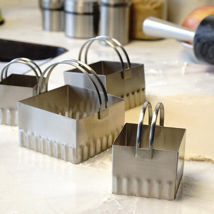 RSVP Endurance Square Biscuit Cutters, Rippled, Set of 4