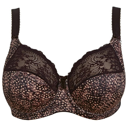 Elomi Women's Morgan Underwire Banded Bra with Stretch Lace, Ebony, 44E