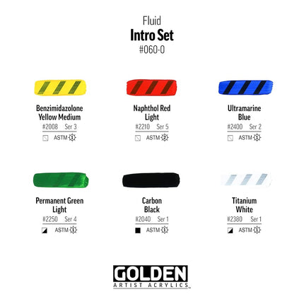 Golden : Fluid Acrylic Paint : Intro Set : 6 x 30ml
