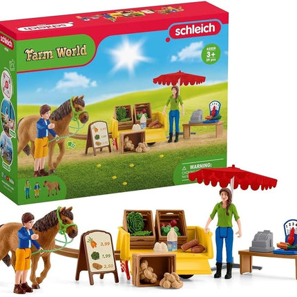 Schleich Farm World - 39Pc Sunny Day Mobile Farm Stand - Kids 3+ | 42528
