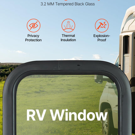 VEVOR Vertical RV Window, 14" W x 22" H Tinted Sliding RV Windo w with Net Screen & Trim Ring, Fit 15/16" - 1 3/4" Thickness Wall, RV Windo Replacement for Teardrop Cargo Trailer Camper, DOT Approved