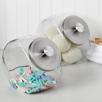 Anchor Hocking 1 Gallon Glass Penny Jar with Lid (4 piece, silver metal, dishwasher safe)