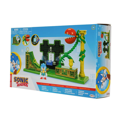 Sonic The Hedgehog Stardust Speedway Zone Playset with 2.5” / 6cm Sonic Action Figure. Features Universal Customisable Play Pieces, Iconic To The Video Game For Boys Aged 3+