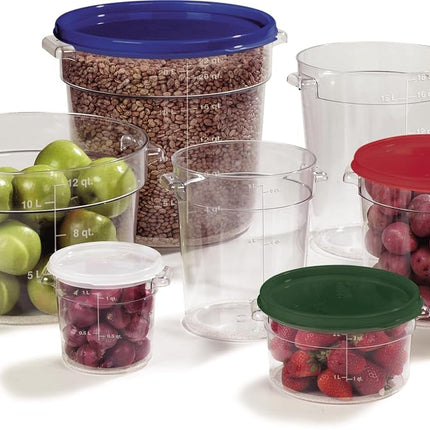 Carlisle FoodService Products Storplus Plastic Round Food Container, Storage Container with Stackable Design for Storage, 2 Quart, Clear