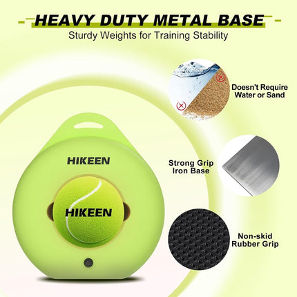 Hikeen Premium Tennis Trainer Rebound with Metal Base,Portable Solo Tennis Trainer Set with 3 Highly Elastic String Balls,Tennis Practice Equipment for Adult Kids an Beginners - Green